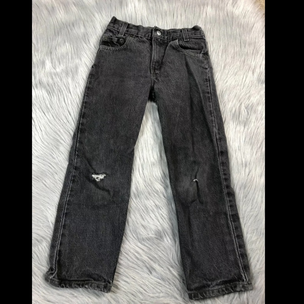 Vintage Boys Levis Jeans Made In USA Faded Black Distressed
